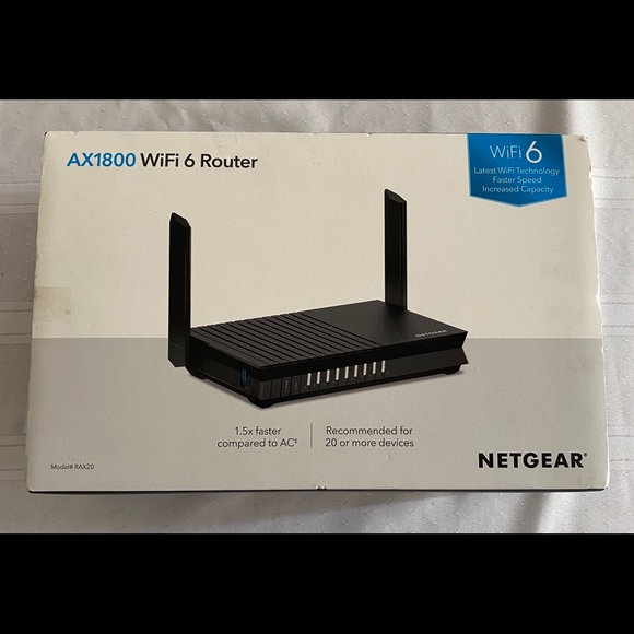 NETGEAR AX1800 Dual Band WiFi 6 RouterRAX20-100NAS
